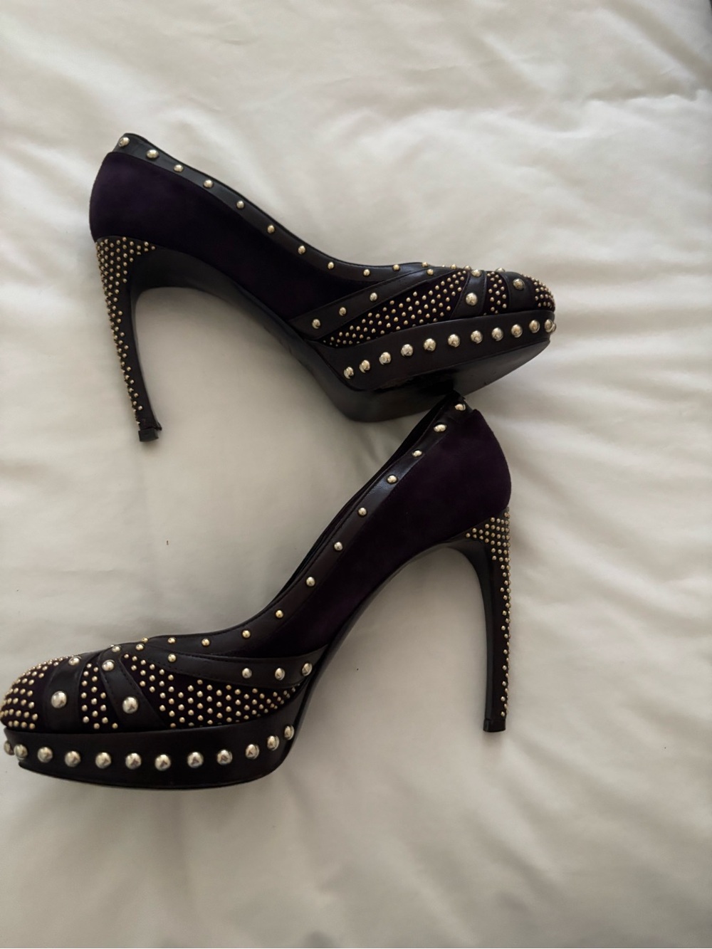 Alexander McQueen Purple Studded Platform Pumps